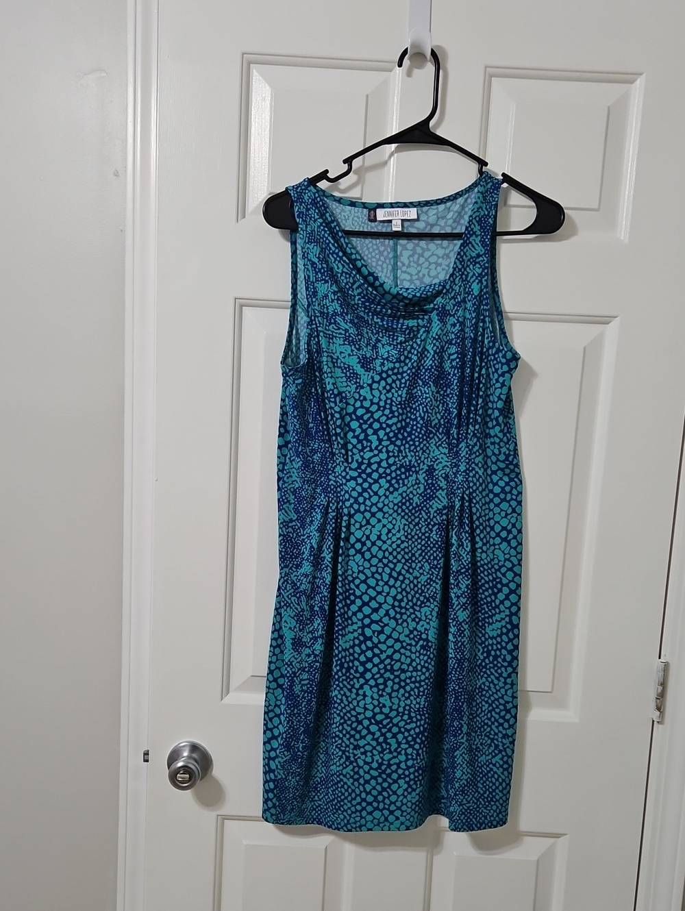 NY Collection Teal & Navy Cowl-Neck Midi Dress